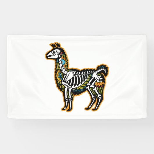 Grappig Halloween Llama Skelet Graphic - Spandoek (Horizontaal)