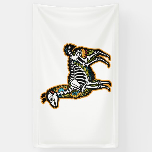 Grappig Halloween Llama Skelet Graphic - Spandoek (Verticaal)