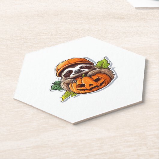 Grappig Halloween Luiaard Sticker Classic T-shirt Kartonnen Onderzetters (Schuin)