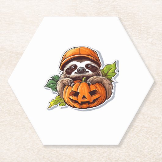 Grappig Halloween Luiaard Sticker Classic T-shirt Kartonnen Onderzetters (Voorkant)
