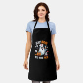 Grappig Halloween Nurse Ghost T-Shirt - "Zeg Boo t Schort (Gedragen)