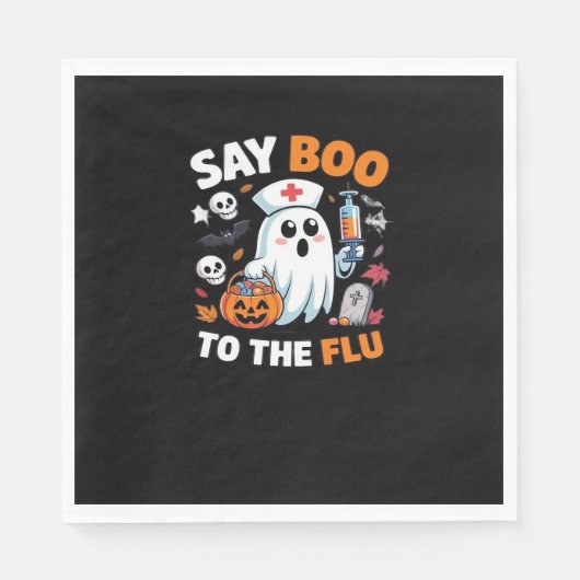 Grappig Halloween Nurse Ghost T-Shirt - "Zeg Boo t Servet (Voorkant)