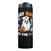 Grappig Halloween Nurse Ghost T-Shirt - "Zeg Boo t Thermosbeker (Voorkant)