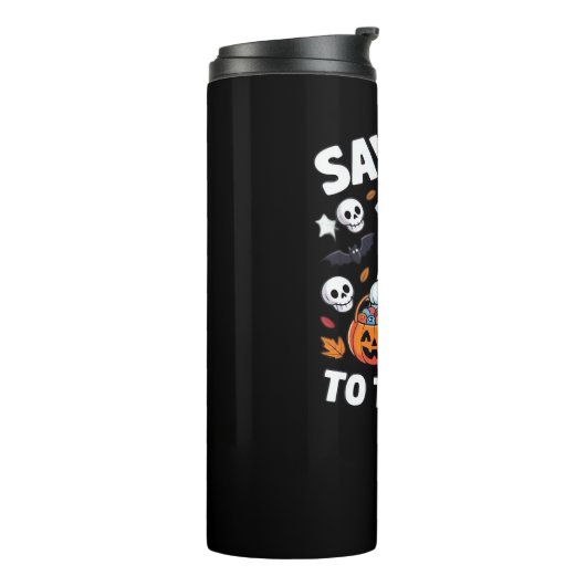 Grappig Halloween Nurse Ghost T-Shirt - "Zeg Boo t Thermosbeker (Gedraaid links)