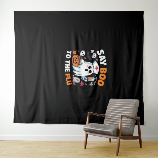 Grappig Halloween Nurse Ghost T-Shirt - "Zeg Boo t Wandkleed (In Situ (horizontaal))