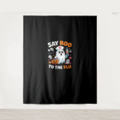 Grappig Halloween Nurse Ghost T-Shirt - "Zeg Boo t Wandkleed (Voorkant)