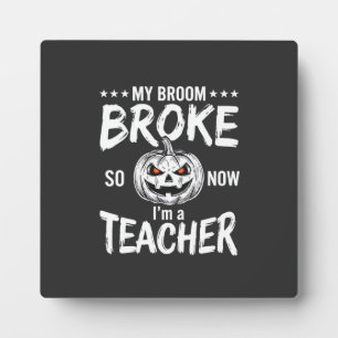 Grappig Halloween Onderwijzer Bezem Gebroken Ontwe Fotoplaat
