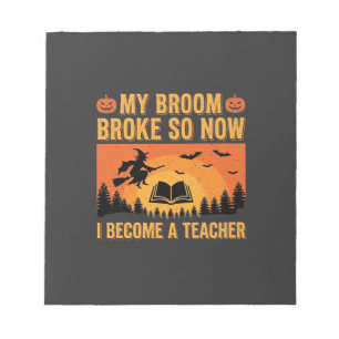 Grappig Halloween Onderwijzer Bezem Gebroken Ontwe Notitieblok