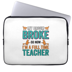 Grappig Halloween Onderwijzer Bezem Gebroken Vinta Laptop Sleeve