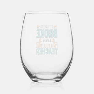 Grappig Halloween Onderwijzer Bezem Gebroken Vinta Wijnglas Zonder Voet