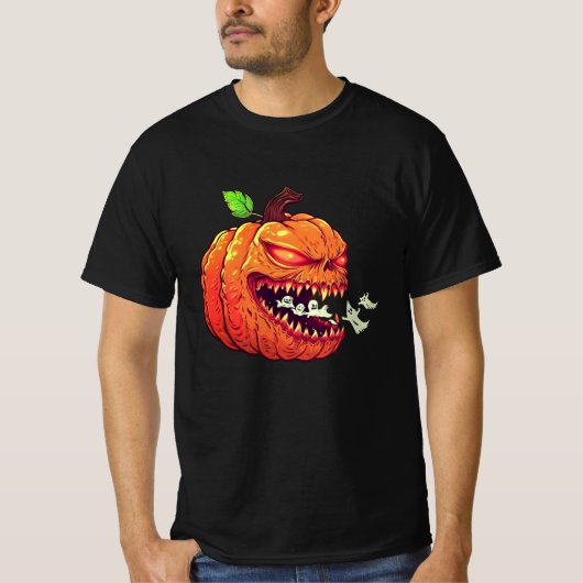 Grappig Halloween Pac-Man Pompoen Ghost Alien T-sh T-shirt (Voorkant)