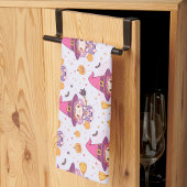 Grappig Halloween patroon met pompoenen en heks Theedoek