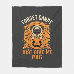 Grappig Halloween Pug Snoep Design_1 Fleece Deken