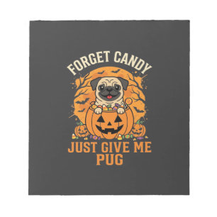 Grappig Halloween Pug Snoep Design_1 Notitieblok