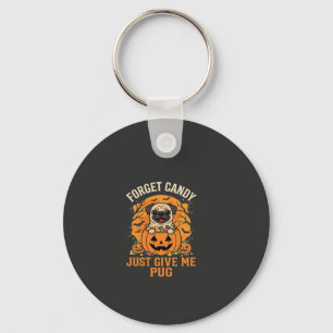 Grappig Halloween Pug Snoep Design_1 Sleutelhanger