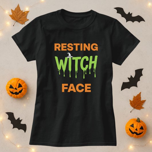 Grappig Halloween Shirt; Resting Witch Face Pun T-shirt