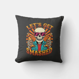Grappig Halloween Skelet Bier Gebroken Design_1 Kussen