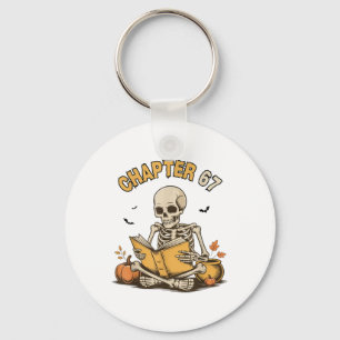 Grappig Halloween-skelet leest boek 67 Memes _1 Sleutelhanger