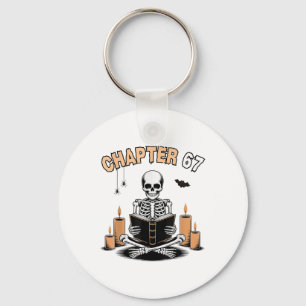 Grappig Halloween Skelet Leest Boek 67 Memes _2 Sleutelhanger