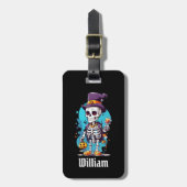 Grappig Halloween Skelet met Top Hat Bagagelabel (Voorkant verticaal)