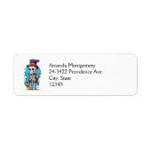 Grappig Halloween Skelet met Top Hat Etiket (Voorkant)