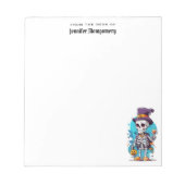 Grappig Halloween Skelet met Top Hat Notitieblok (Voorkant)
