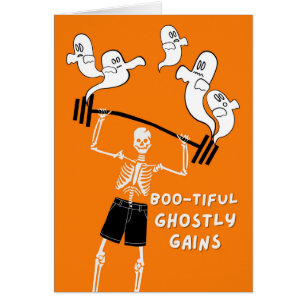 Grappig Halloween Skelet Spookachtig Krijgt Barbel