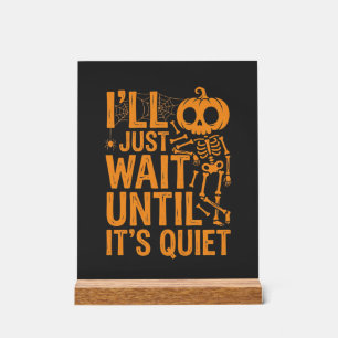 Grappig Halloween-skelet wachtend op stil ontwerp Acryl Bord