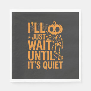 Grappig Halloween-skelet wachtend op stil ontwerp Servet