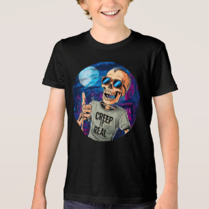Grappig Halloween Skeleton Creep It Real Tri-Blend Shirt