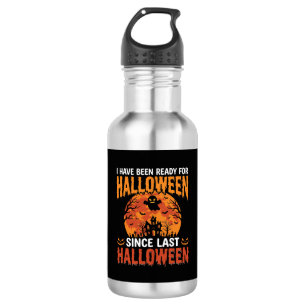 Grappig Halloween Spokenhuis Spook Maan Ontwerp Waterfles