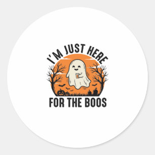 Grappig Halloween-spook alleen hier voor de Boos-s Ronde Sticker