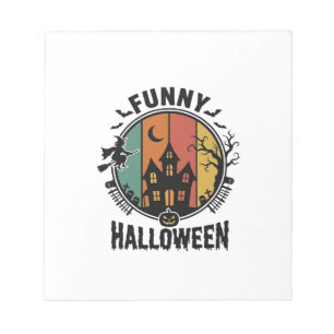 Grappig Halloween Spukhuis Vintage Vector Ontwerp Notitieblok