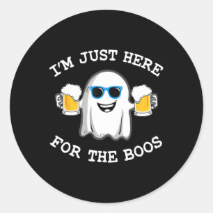 Grappig Halloween T-shirt Ik ben hier alleen voor Ronde Sticker