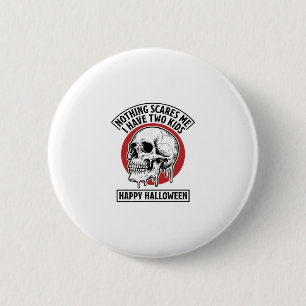 Grappig Halloween Twee Kinderen Schedel Shirt Ontw Ronde Button 5,7 Cm
