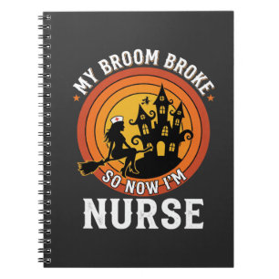 Grappig Halloween Verpleegster Heks Bezem Kostuum Notitieboek
