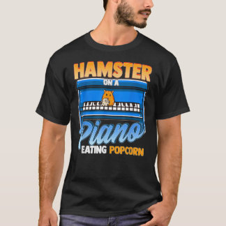 Grappig hamster op een piano-etende popcorn t-shirt