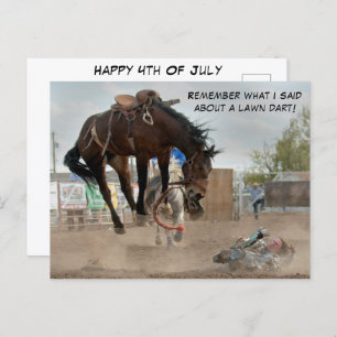 Grappig Happy 4th van juli Rodeo Saddle Bronc Even Briefkaart
