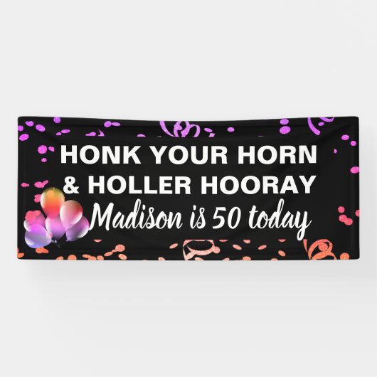 Grappig Happy 50th Birthday Honk Your Horn Name Spandoek (Horizontaal)