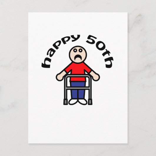 Grappig, "Happy 50th" Mannen Walker Briefkaart (Voorkant)