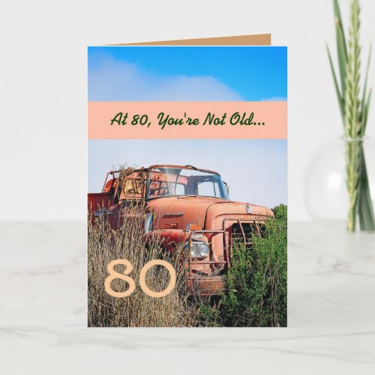GRAPPIG Happy 80th Birthday - Oranje Truck Kaart (Voorkant)