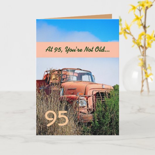 GRAPPIG Happy 95th Birthday - Oranje Truck Kaart (Gele Bloem)