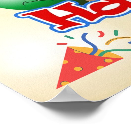 Grappig Happy Birthday-ballonnen en Chocolate Cake Poster (Hoek)