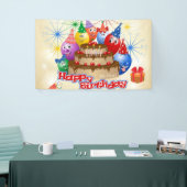 Grappig Happy Birthday-ballonnen en Chocolate Cake Spandoek (Beurs)