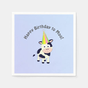 Grappig Happy Birthday bij Moo Cute Party Cow Servet