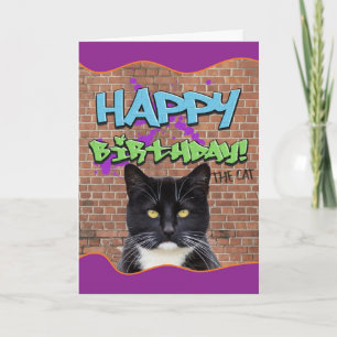 Grappig Happy Birthday Graffiti uit de kat Kaart