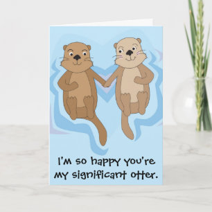 Grappig Happy Birthday kaart met otters die handen