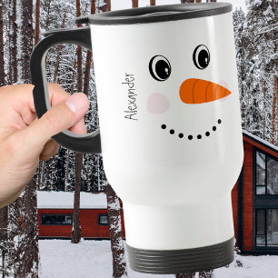 Grappig Happy Face Snowman-kerstwarme Coco van twe Reisbeker