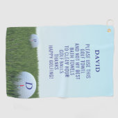 Grappig Happy Golfen Naam Monogram Golf Handdoek (Horizontaal)