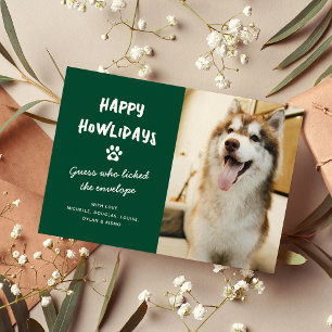 Grappig Happy Howlidays Huisdier Hond Foto Kerstmi Feestdagenkaart